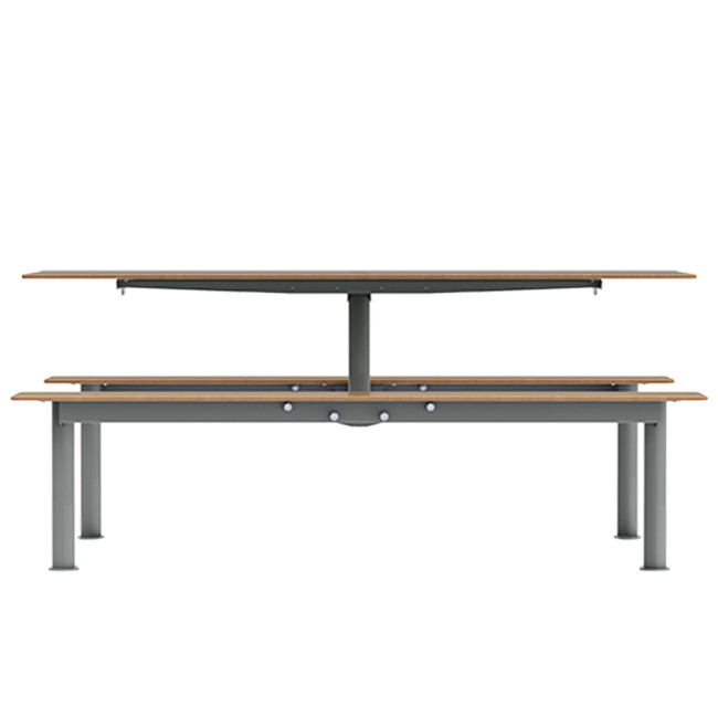 Rectangle Table + Hanging Banquettes Moka Metal / HPL + Parasol Hole - 6places - anthracite 7016 / clear chene