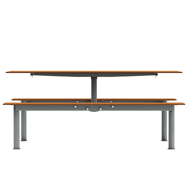 Rectangle Table + Hanging Banquettes Moka Metal / HPL + Parasol Hole - 6places - anthracite 7016 / clear chene