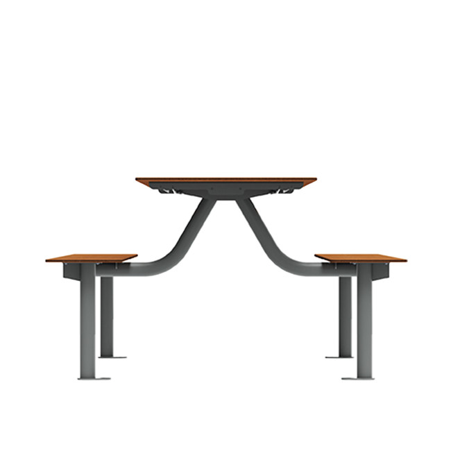 Rectangle Table + Hanging Banquettes Moka Metal / HPL + Parasol Hole - 6places - anthracite 7016 / clear chene