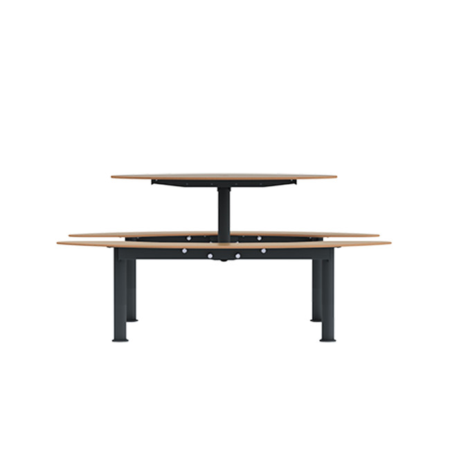 Round Table + Hanging Banquettes Moka Metal Rights Foots / HPL + Parasol Hole - 6places - anthracite 7016 / clear chene