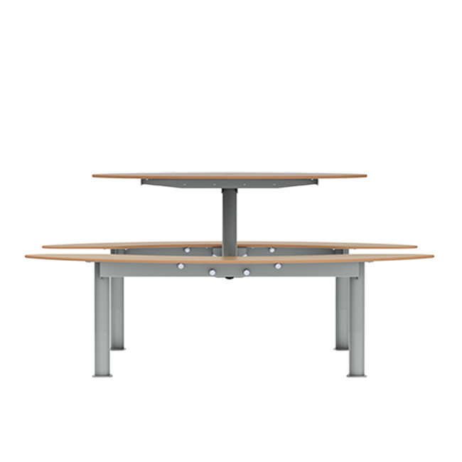 Round Table + Hanging Banquettes Moka Metal Rights Foots / HPL + Parasol Hole - 6places - anthracite 7016 / clear chene