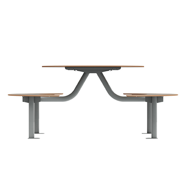 Round Table + Hanging Banquettes Moka Metal Rights Foots / HPL + Parasol Hole - 6places - anthracite 7016 / clear chene