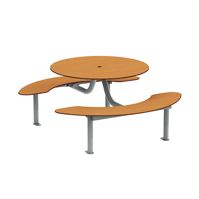 Round Table + Hanging Banquettes Moka Metal Rights Foots / HPL + Parasol Hole - 6places - anthracite 7016 / clear chene