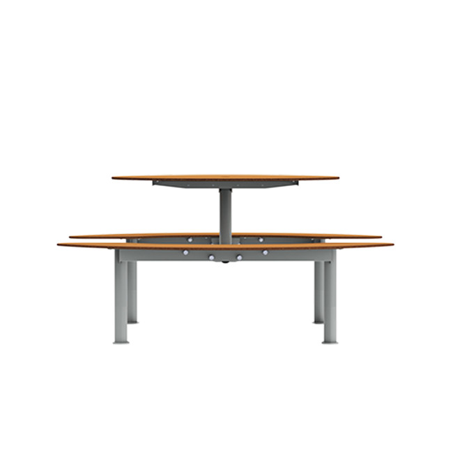 Round Table + Hanging Banquettes Moka Metal Rights Foots / HPL + Parasol Hole - 6places - anthracite 7016 / clear chene