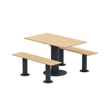 Rectangle Table + Metal Mocha / HPL-HPL Banquettes - 4Places - Anthracite 7016 / CHEEN CLEAR