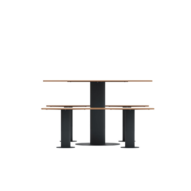 Rectangle Table + Metal Mocha / HPL-HPL Banquettes - 4Places - Anthracite 7016 / CHEEN CLEAR