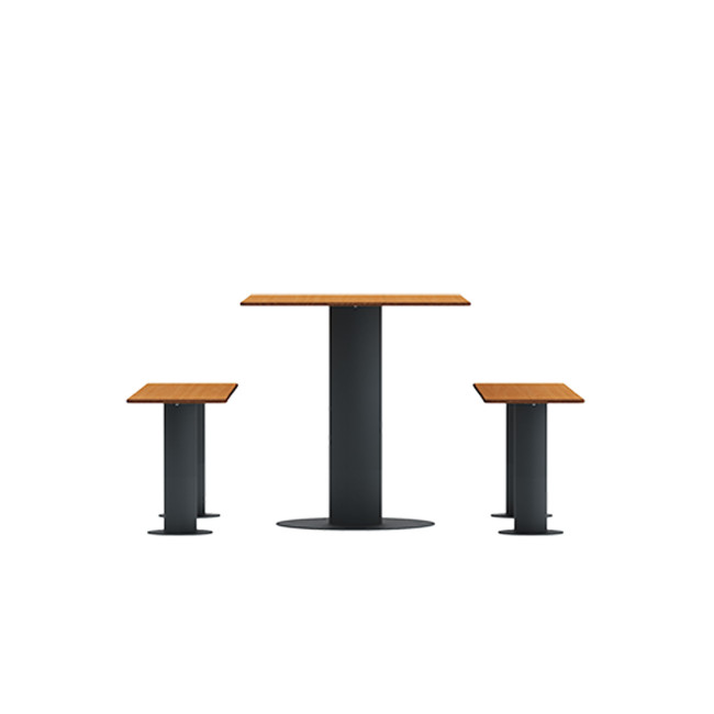 Rectangle Table + Metal Mocha / HPL-HPL Banquettes - 4Places - Anthracite 7016 / CHEEN CLEAR