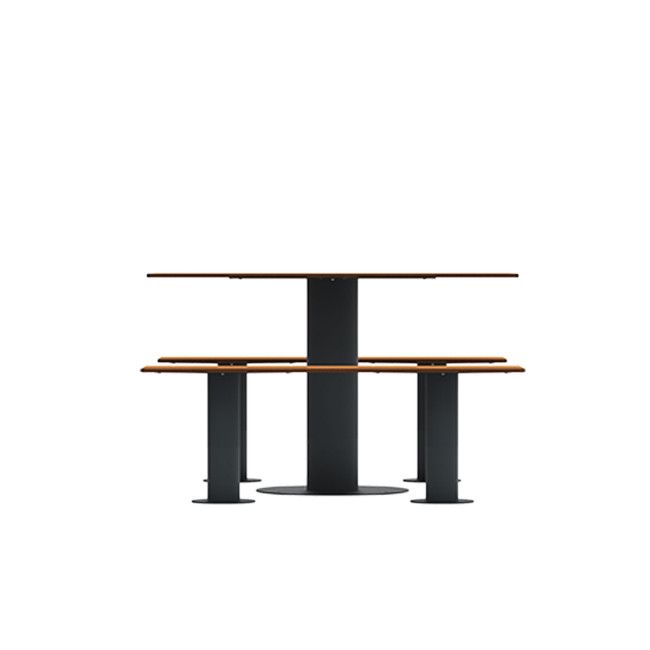 Rectangle Table + Metal Mocha / HPL-HPL Banquettes - 4Places - Anthracite 7016 / CHEEN CLEAR