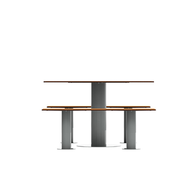 Rectangle Table + Metal Mocha / HPL-HPL Banquettes - 4Places - Anthracite 7016 / CHEEN CLEAR