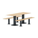 RECTANGLE TABLE + METAL BANQUETTES / HPL TOK - 6PLACES