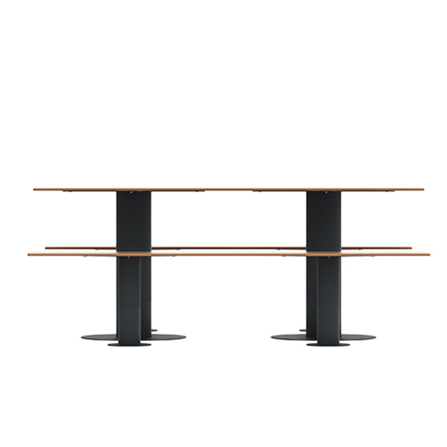 Rectangle Table + Metal Mocha / HPL HPL Banquettes - 6places - anthracite 7016 / cheen clear