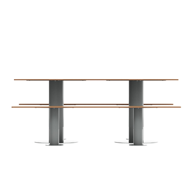 Rectangle Table + Metal Mocha / HPL HPL Banquettes - 6places - anthracite 7016 / cheen clear