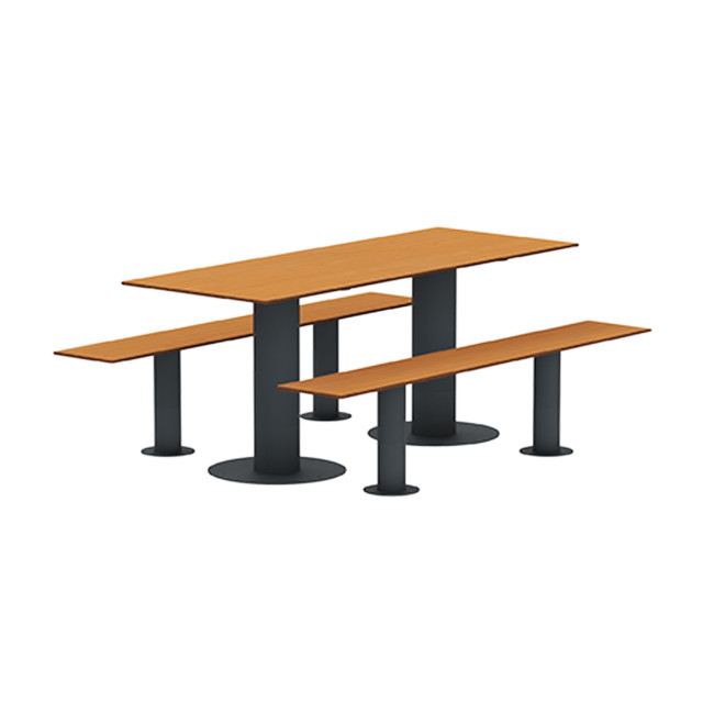 Rectangle Table + Metal Mocha / HPL HPL Banquettes - 6places - anthracite 7016 / cheen clear