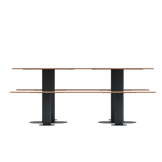 Rectangle Table + Metal Mocka Fan / HPL HPL + Parasol Hole - 6places - anthracite 7016 / clear chene