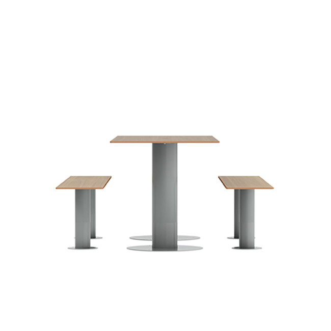 Rectangle Table + Metal Mocka Fan / HPL HPL + Parasol Hole - 6places - anthracite 7016 / clear chene