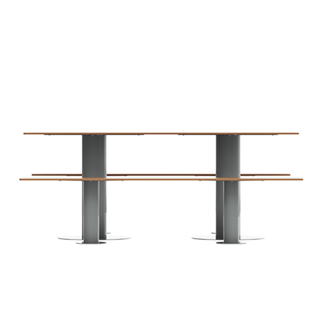 Rectangle Table + Metal Mocka Fan / HPL HPL + Parasol Hole - 6places - anthracite 7016 / clear chene