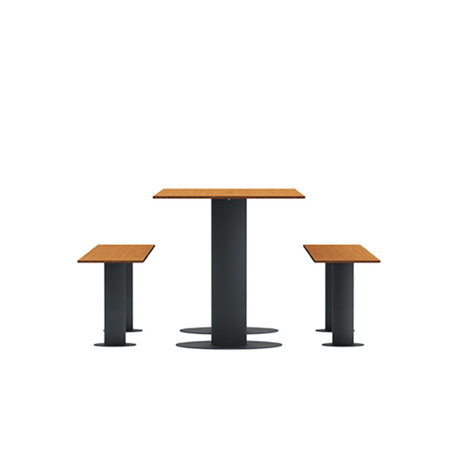 Rectangle Table + Metal Mocka Fan / HPL HPL + Parasol Hole - 6places - anthracite 7016 / clear chene