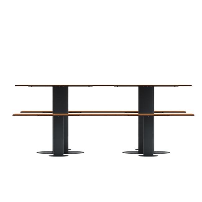 Rectangle Table + Metal Mocka Fan / HPL HPL + Parasol Hole - 6places - anthracite 7016 / clear chene