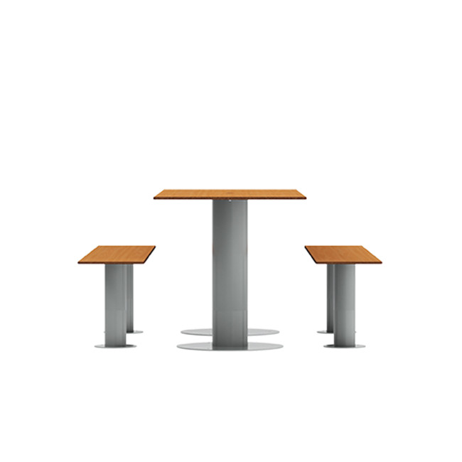 Rectangle Table + Metal Mocka Fan / HPL HPL + Parasol Hole - 6places - anthracite 7016 / clear chene