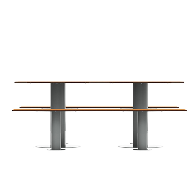 Rectangle Table + Metal Mocka Fan / HPL HPL + Parasol Hole - 6places - anthracite 7016 / clear chene
