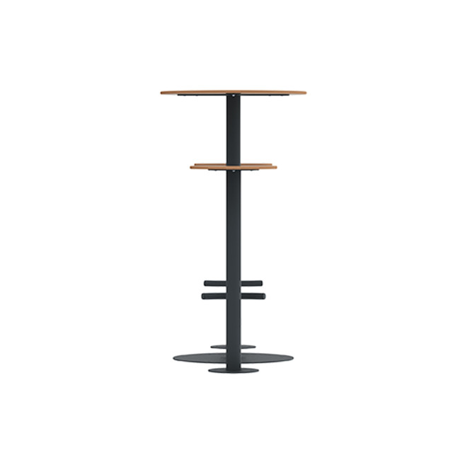 High Round Table + Metal Pikor Stools / HPL tok - 2places - anthracite 7016 / cheen clear