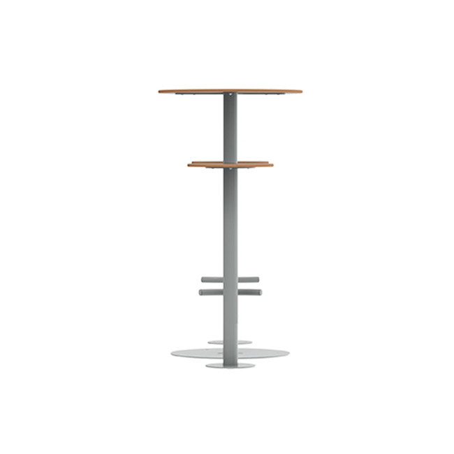 High Round Table + Metal Pikor Stools / HPL tok - 2places - anthracite 7016 / cheen clear