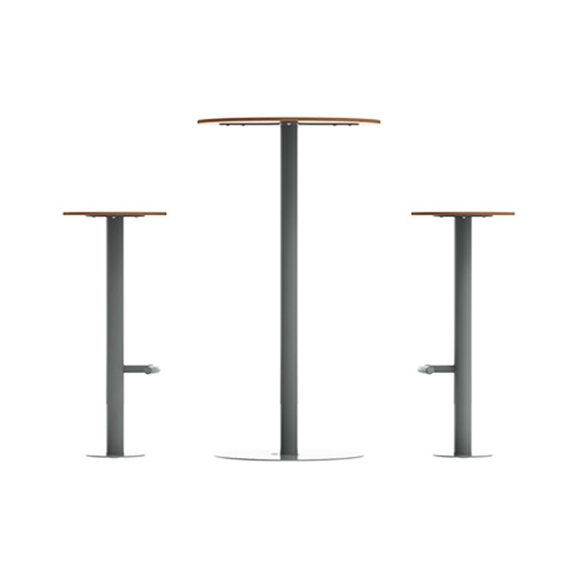 High Round Table + Metal Pikor Stools / HPL tok - 2places - anthracite 7016 / cheen clear