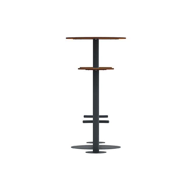 High Round Table + Metal Pikor Stools / HPL tok - 2places - anthracite 7016 / cheen clear