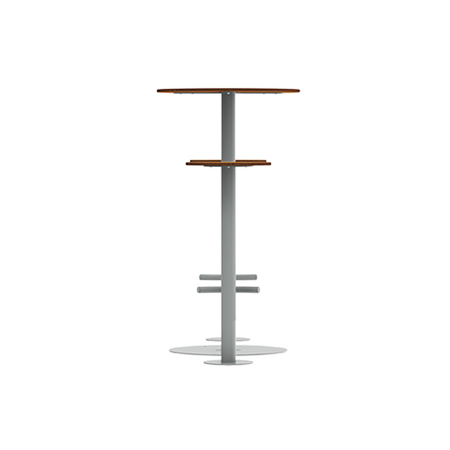 High Round Table + Metal Pikor Stools / HPL tok - 2places - anthracite 7016 / cheen clear