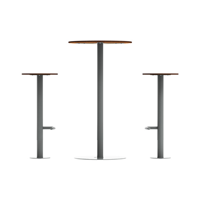 High Round Table + Metal Pikor Stools / HPL tok - 2places - anthracite 7016 / cheen clear