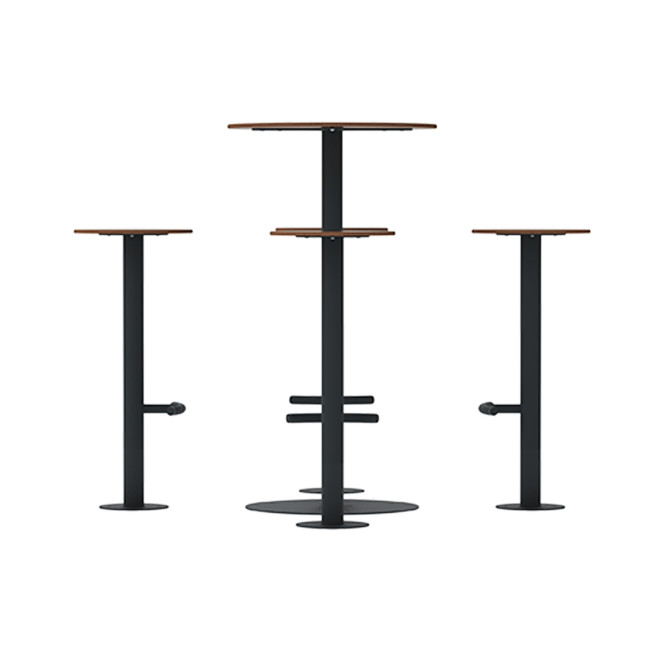 High Round Table + Pikor Metal / HPL HPL Stool - 4places - anthracite 7016 / cheen clear