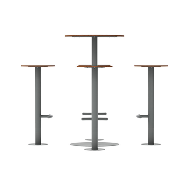High Round Table + Pikor Metal / HPL HPL Stool - 4places - anthracite 7016 / cheen clear