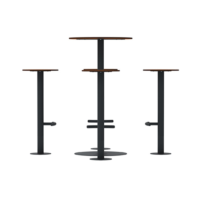 High Round Table + Pikor Metal / HPL HPL Stool - 4places - anthracite 7016 / cheen clear