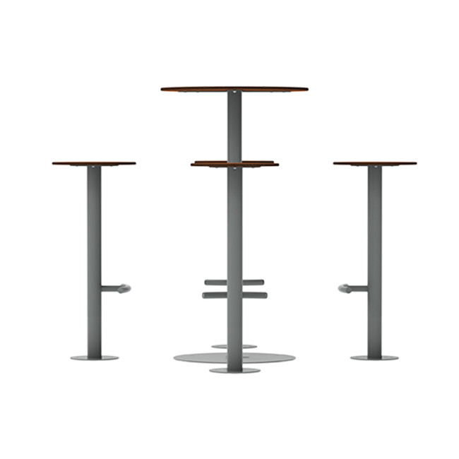 High Round Table + Pikor Metal / HPL HPL Stool - 4places - anthracite 7016 / cheen clear