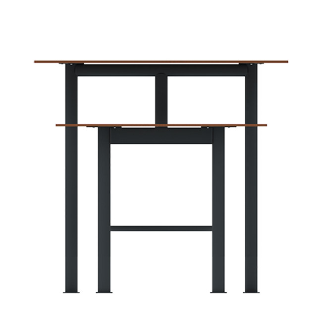 High rectangle table + built-in 2-seater metal mocha / HPL-headed mocha - anthracite 7016 / Clear Chene