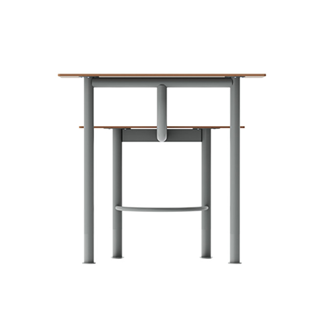High rectangle table + built-in 2-seater metal mocha / HPL-headed mocha - anthracite 7016 / Clear Chene