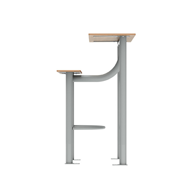 High rectangle table + built-in 2-seater metal mocha / HPL-headed mocha - anthracite 7016 / Clear Chene