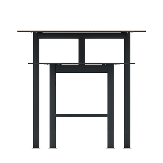 High rectangle table + built-in 2-seater metal mocha / HPL-headed mocha - anthracite 7016 / Clear Chene