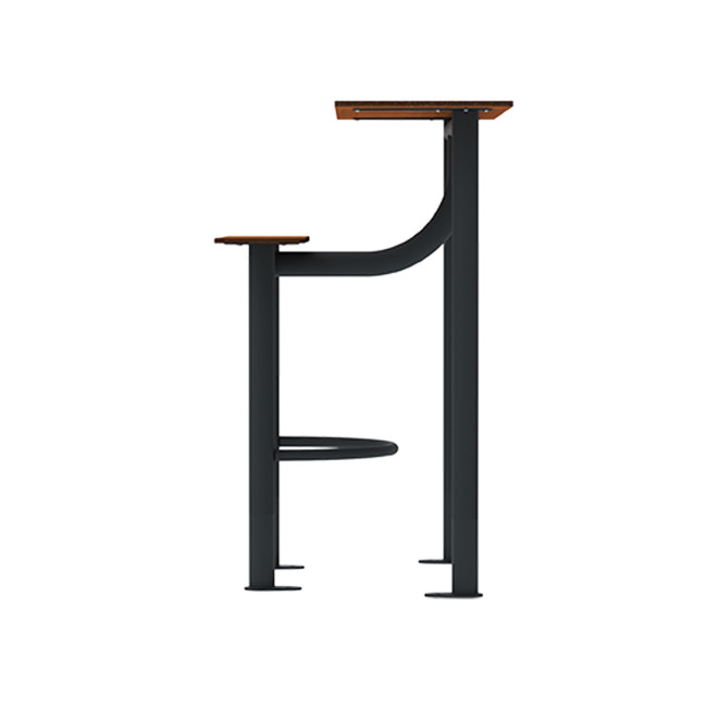 High rectangle table + built-in 2-seater metal mocha / HPL-headed mocha - anthracite 7016 / Clear Chene