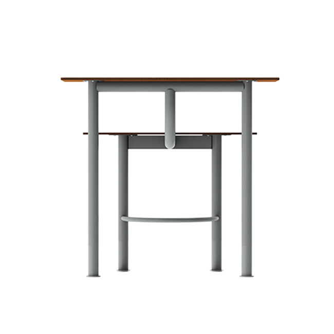 High rectangle table + built-in 2-seater metal mocha / HPL-headed mocha - anthracite 7016 / Clear Chene