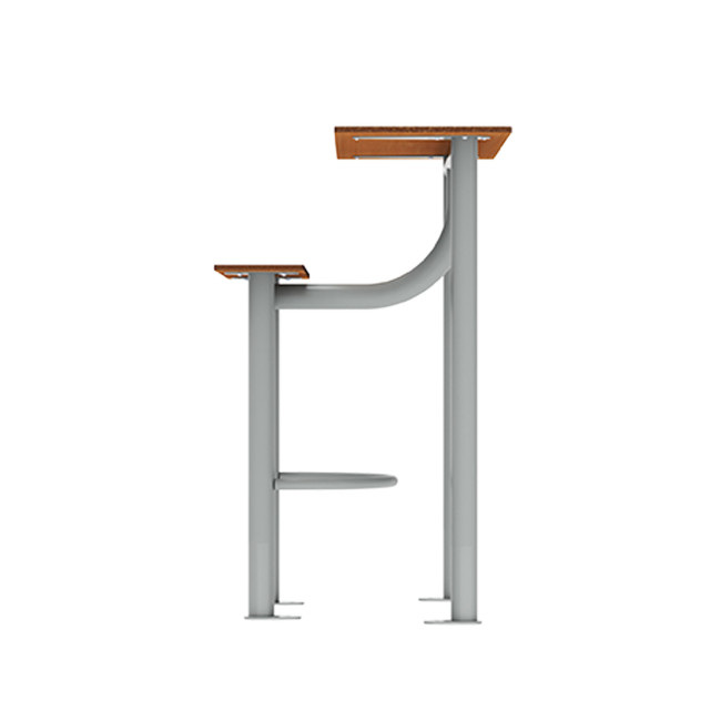 High rectangle table + built-in 2-seater metal mocha / HPL-headed mocha - anthracite 7016 / Clear Chene