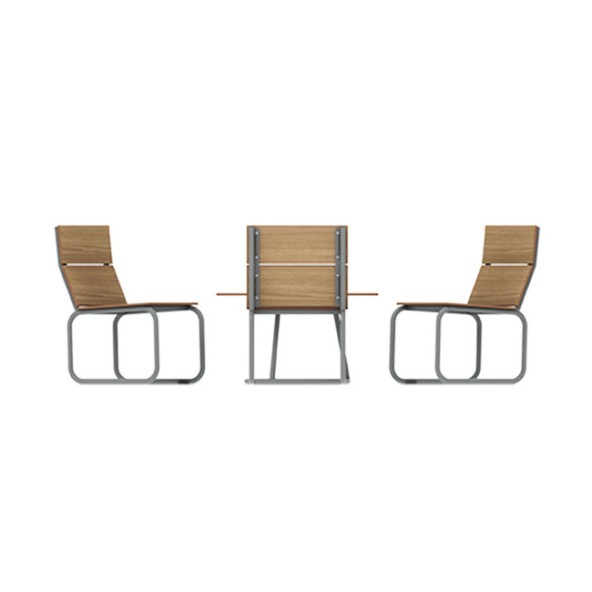 Round Coffee Table + Metal Sollya Armchairs / HPL - 3places - anthracite 7016 / clear chene