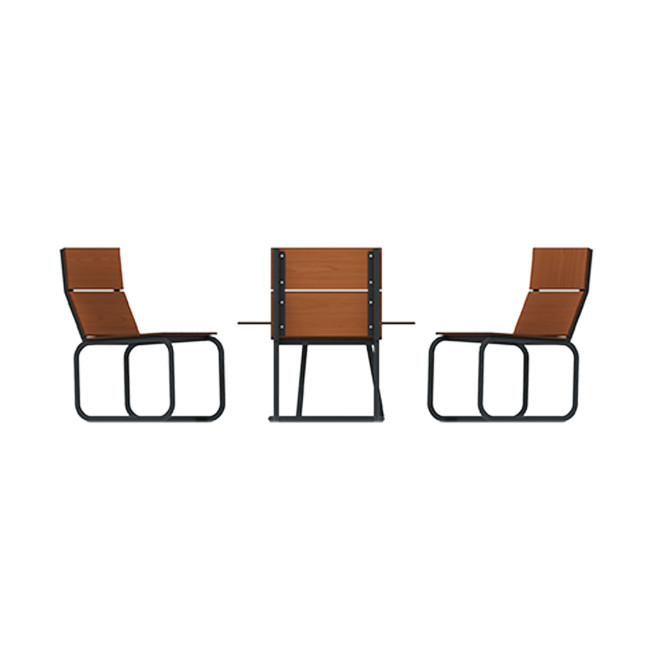 Round Coffee Table + Metal Sollya Armchairs / HPL - 3places - anthracite 7016 / clear chene