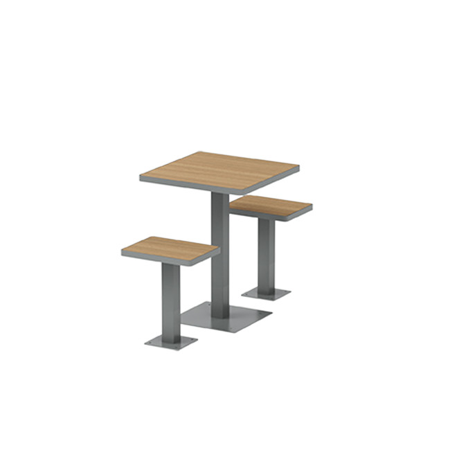 Square Table + Metal Ortpine Stools / HPL HPLILE - 2places - anthracite 7016 / cheen clear