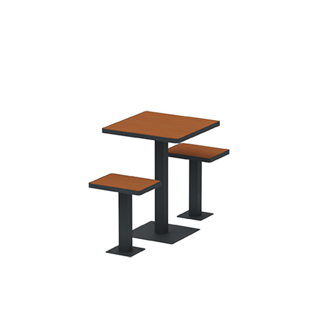 Square Table + Metal Ortpine Stools / HPL HPLILE - 2places - anthracite 7016 / cheen clear