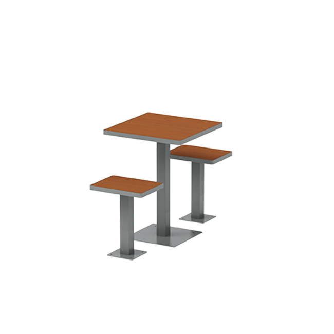 Square Table + Metal Ortpine Stools / HPL HPLILE - 2places - anthracite 7016 / cheen clear