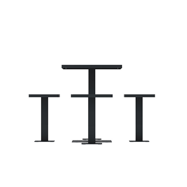 Square Table + Metal Ortpine Stools / HPL HPLILE - 4places - anthracite 7016 / cheen clear