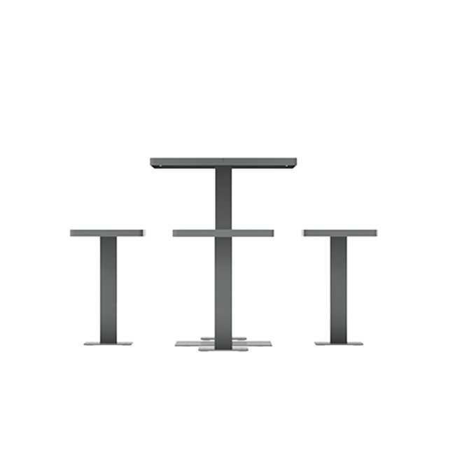 Square Table + Metal Ortpine Stools / HPL HPLILE - 4places - anthracite 7016 / cheen clear