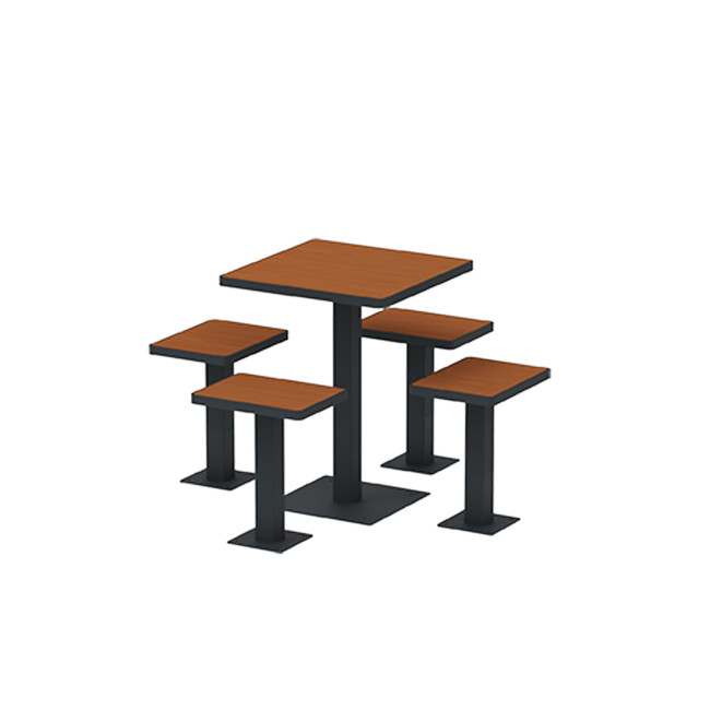 Square Table + Metal Ortpine Stools / HPL HPLILE - 4places - anthracite 7016 / cheen clear