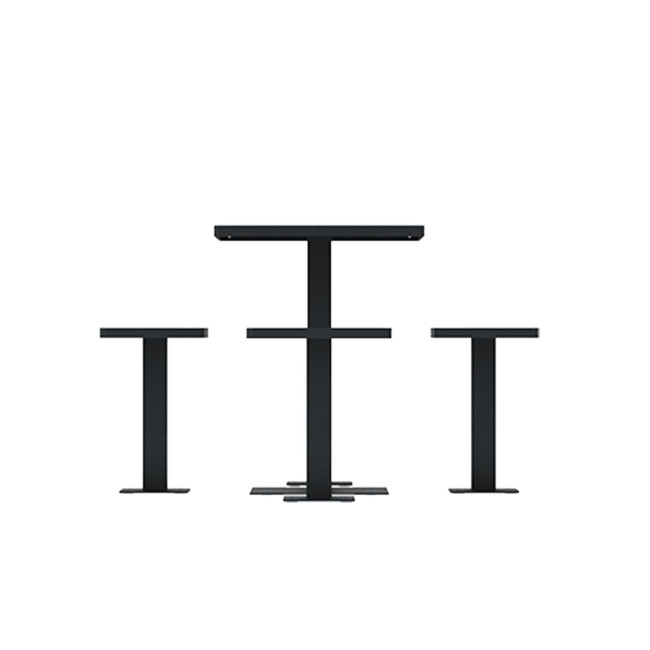 Square Table + Metal Ortpine Stools / HPL HPLILE - 4places - anthracite 7016 / cheen clear